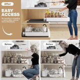 Expandable Pull-Out Cabinet Organizer with Handle – Adjustable Width & Depth, 3-Rail Slide-Out Shelf (White, 2-Pack)