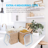 4-Piece Airtight Pantry Food Storage Container Set with Measuring Cups & Labels – Large 5.2L Dry Food Canisters