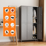 6-Door Metal Storage Locker – Heavy-Duty Employee Locker Cabinet with Hooks & Ventilation for Office, Gym & Home