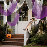 Halloween Creepy Cloth Set – 8 Pack Stretchable Gauze Fabric in Black, White & Purple for DIY Haunted Decorations (30x70 Inches Each)