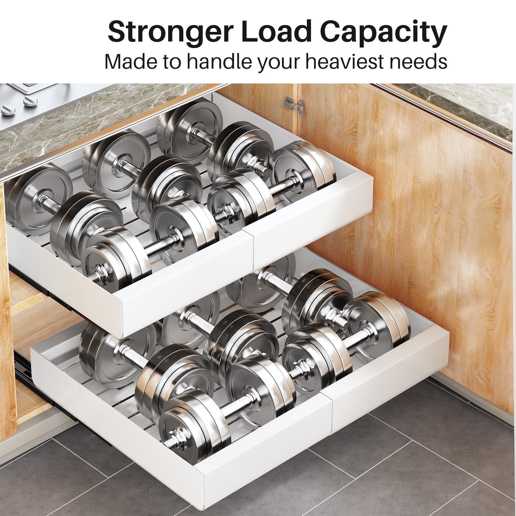 Kitstorack Expandable Pull-Out Cabinet Organizer (12–20”) – Heavy-Duty Drill-Free Slide-Out Shelf