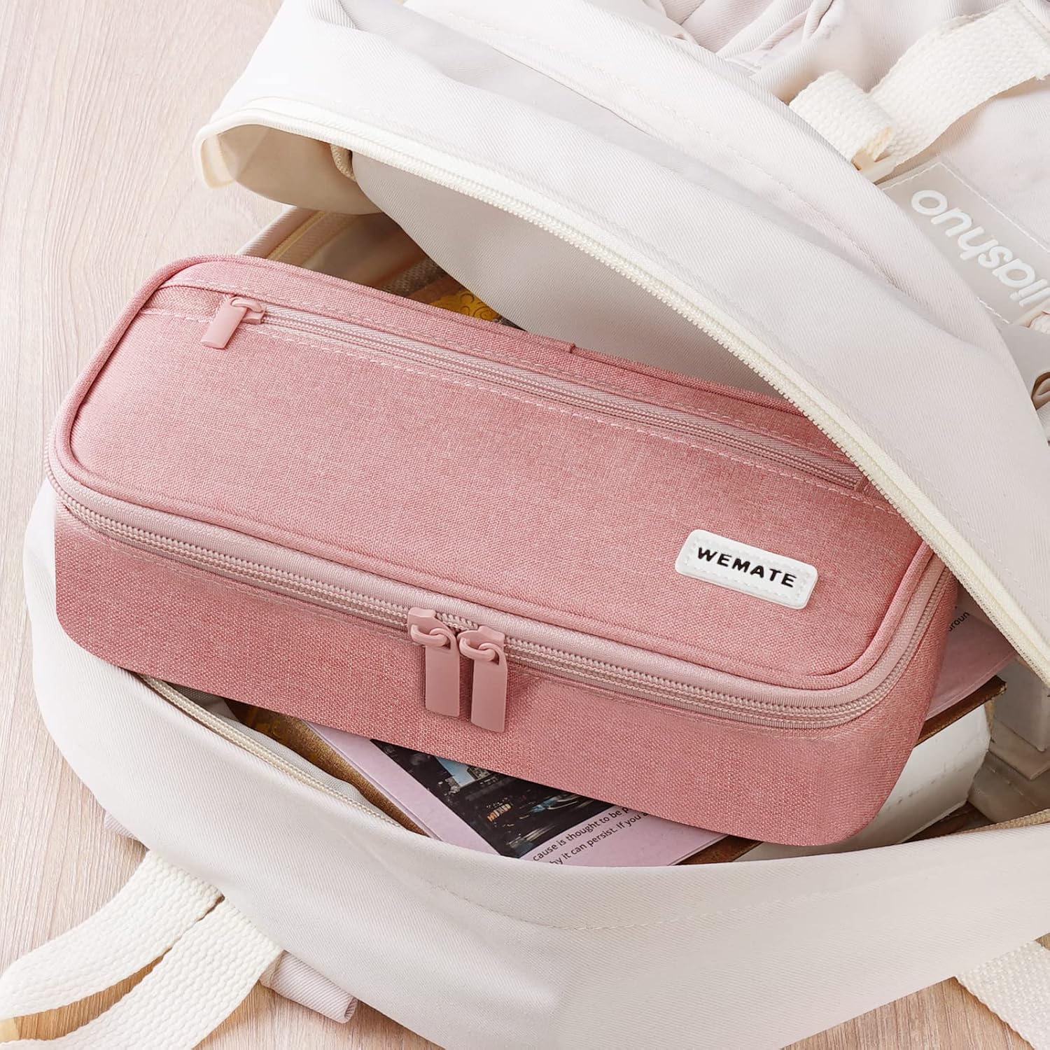 Large 80-Pencil Canvas Organizer Case with 5 Compartments