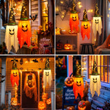 Lighted Hanging Witch Hats – 2-Pack Halloween Decorations with 20 LED Warm White Lights (Battery Operated, Indoor/Outdoor)