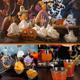 150 Pcs Halloween Cocktail Toothpicks – Bamboo Food Picks with Pumpkin, Ghost & Bat Designs