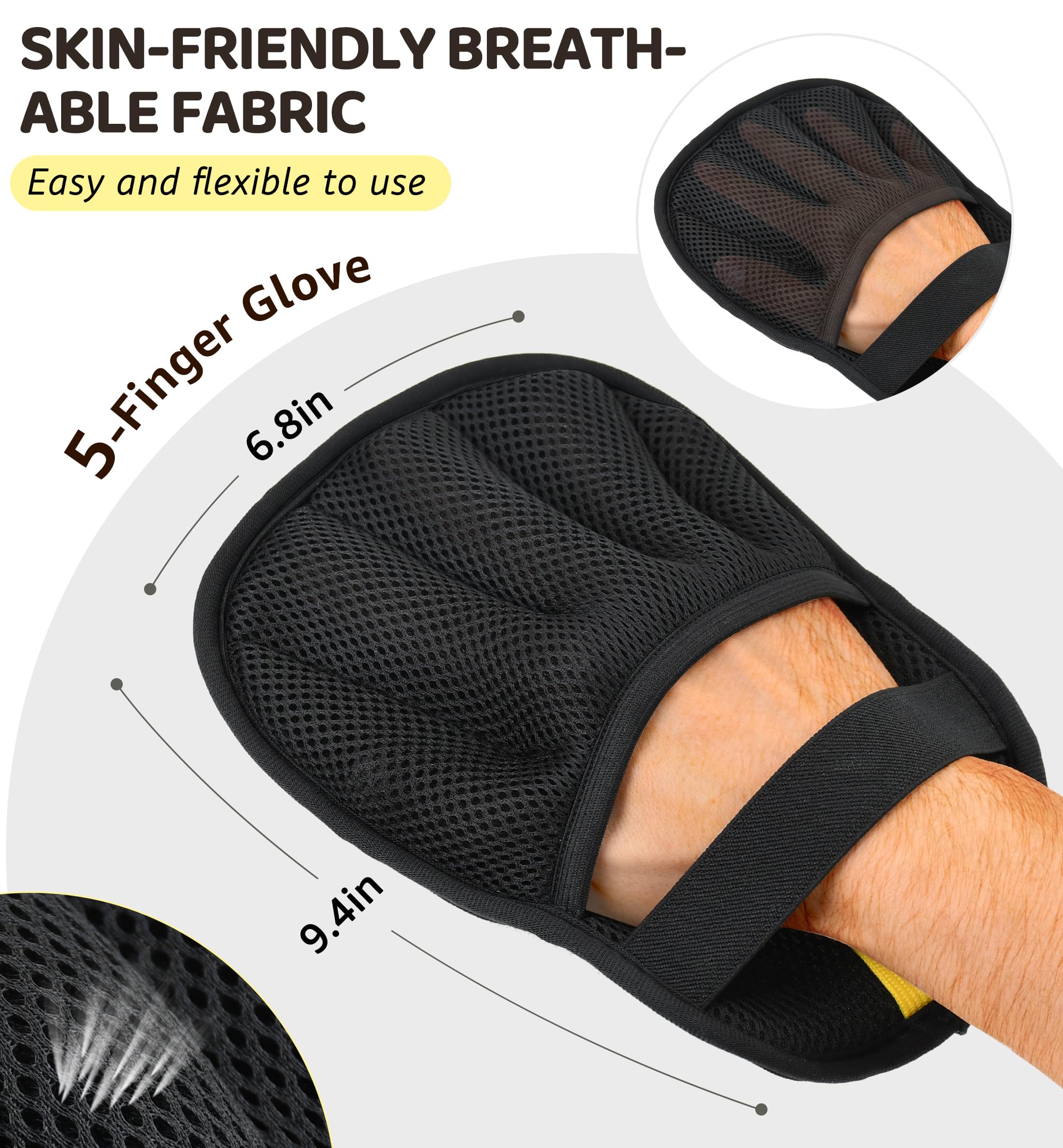 Electrostatic Pet Hair Remover Glove with Five-Finger Design, Reusable Fur Cleaning Mitt for Furniture, Clothing, Carpets, and Car Interiors