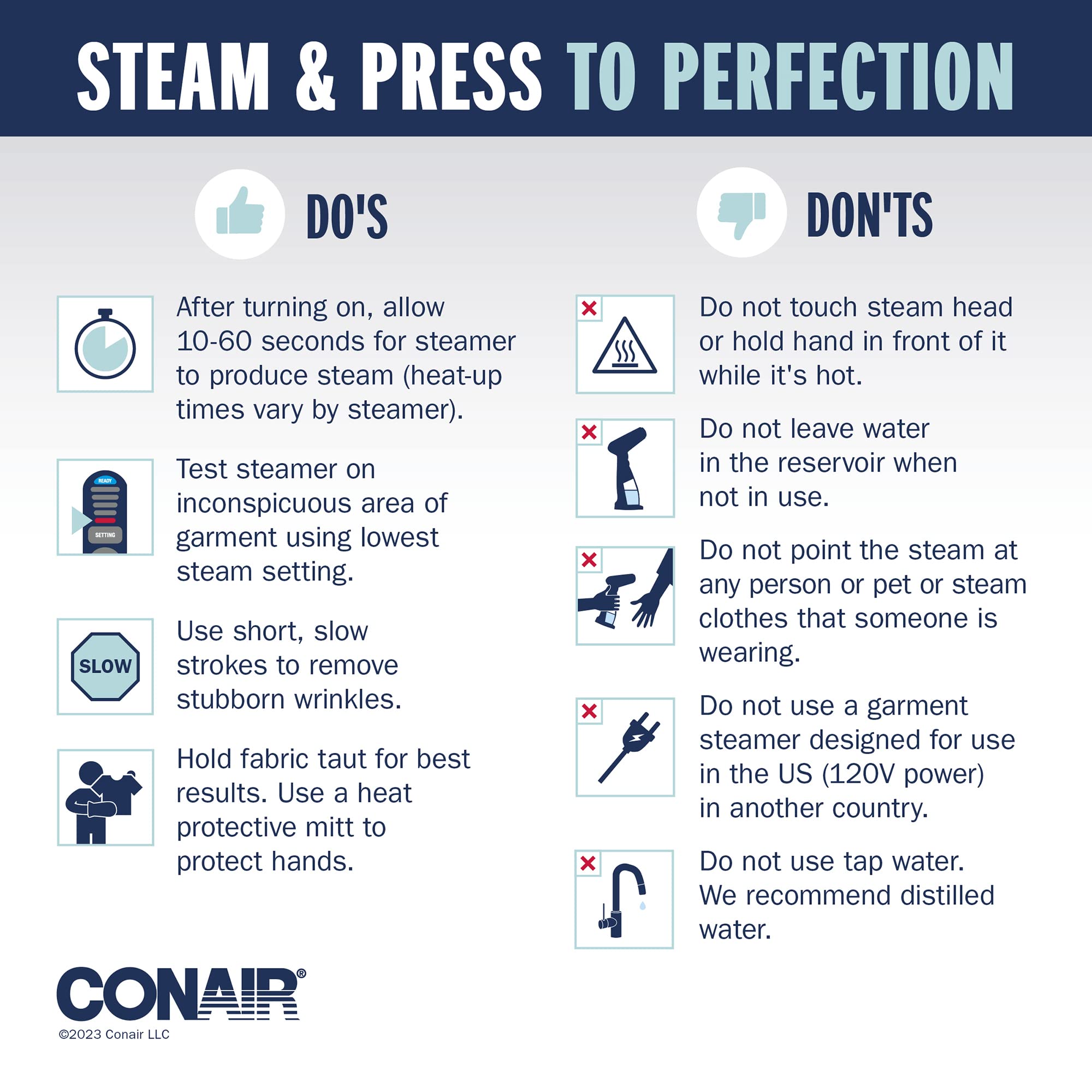 Conair ExtremeSteam White & Blue Dual Heat Handheld Garment Steamer 1200W Professional Fabric Steam System