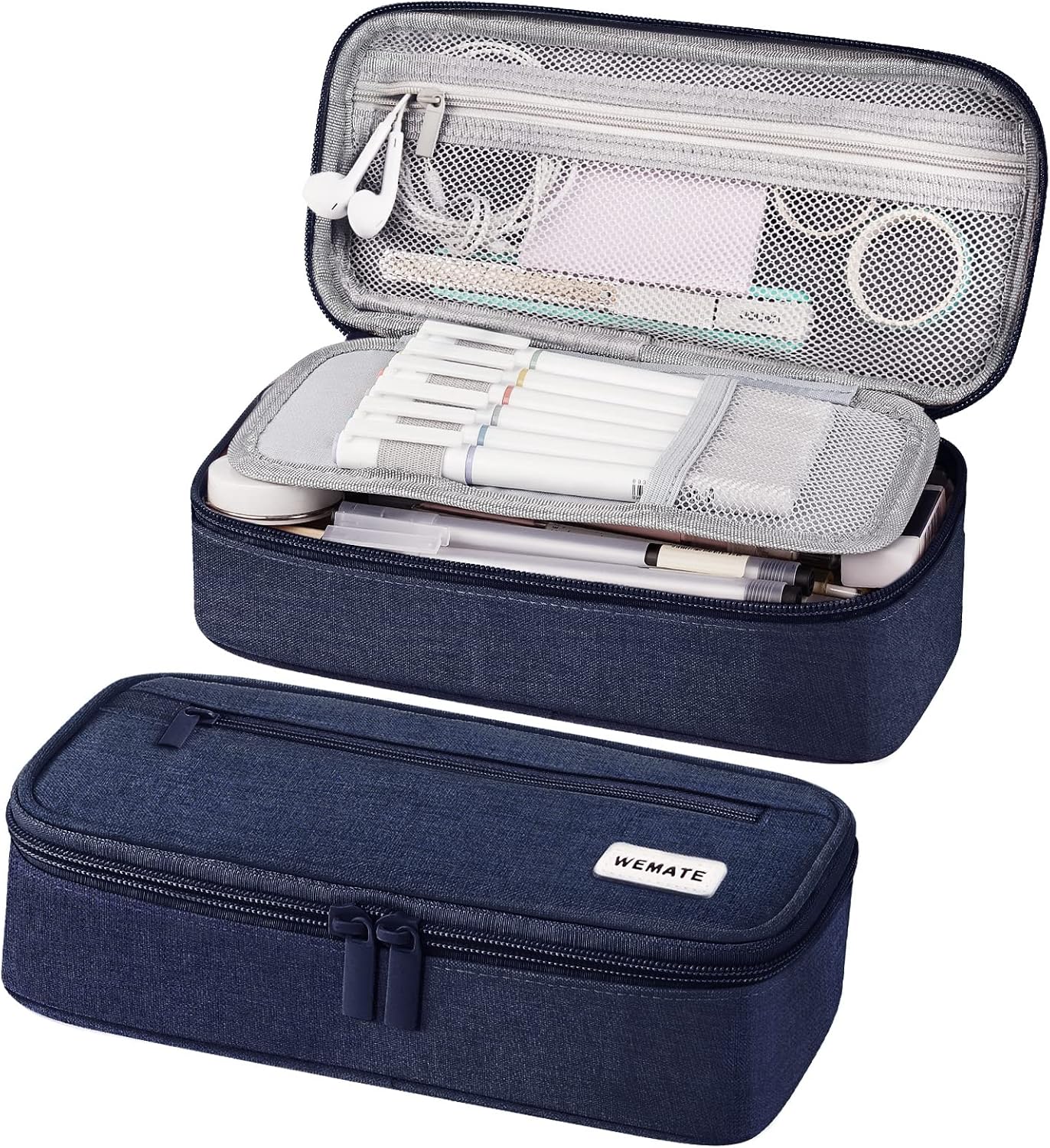 Large 80-Pencil Canvas Organizer Case with 5 Compartments