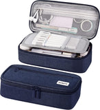 Large 80-Pencil Canvas Organizer Case with 5 Compartments