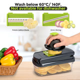 12-in-1 Vegetable Chopper & Slicer – Multi-Function Food Dicer with Container, Safety Guard & Cleaning Brush
