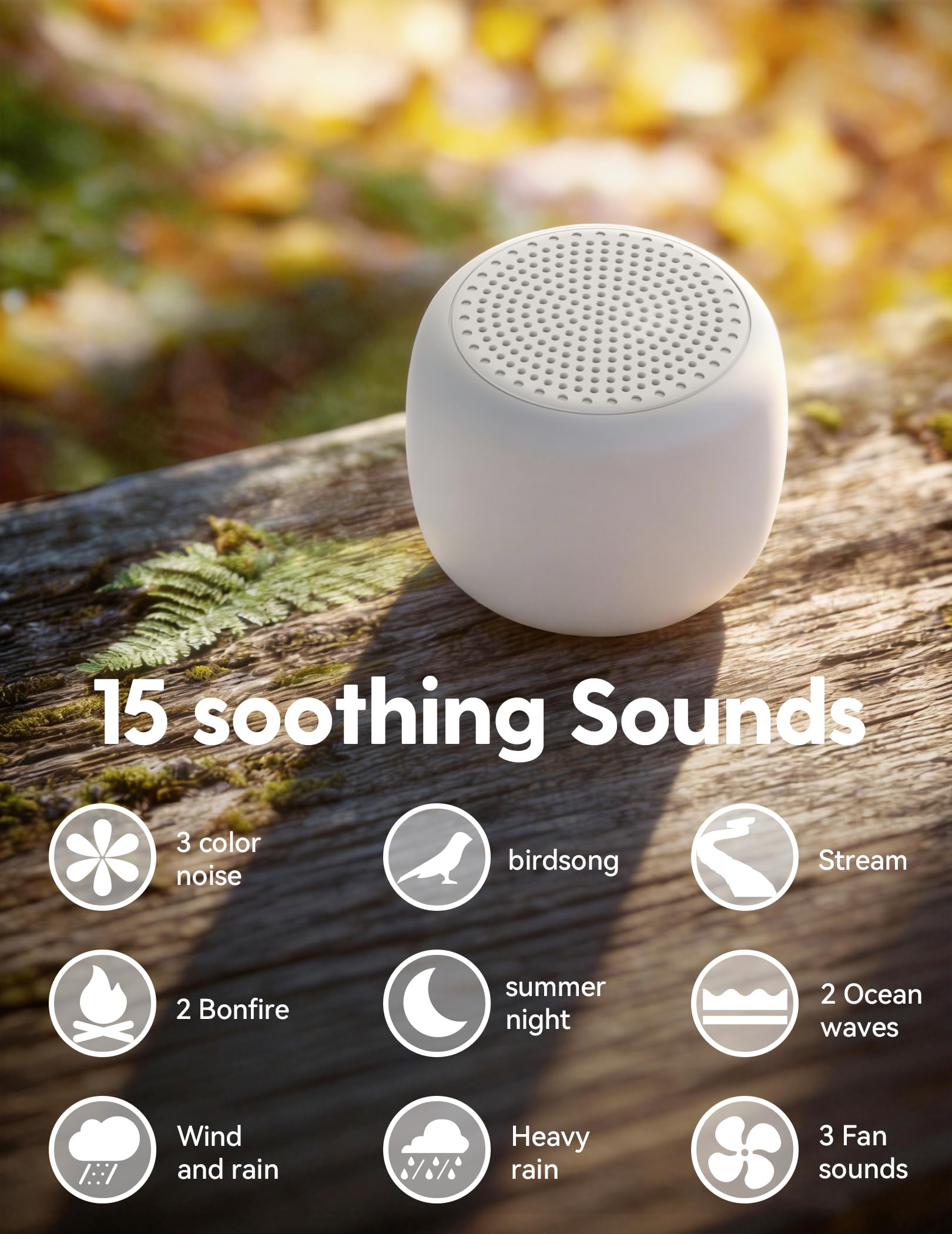 Portable White Noise Machine – Pocket Sleep Sound Machine with 15 Relaxing Sounds & USB-C Rechargeable Design