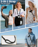 VVAAGG Adjustable 3-in-1 Phone Lanyard – Crossbody, Neck & Wrist Anti-Theft Strap for Smartphones (Black)