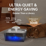 Veken 50oz Stainless Steel Cat Water Fountain – Award-Winning Quiet Hydration System for Small Pets