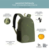 Travelon Voyage Anti-Theft Daypack – Ultra-Light Secure Travel Backpack with RFID Protection & Locking Compartments (Olive)
