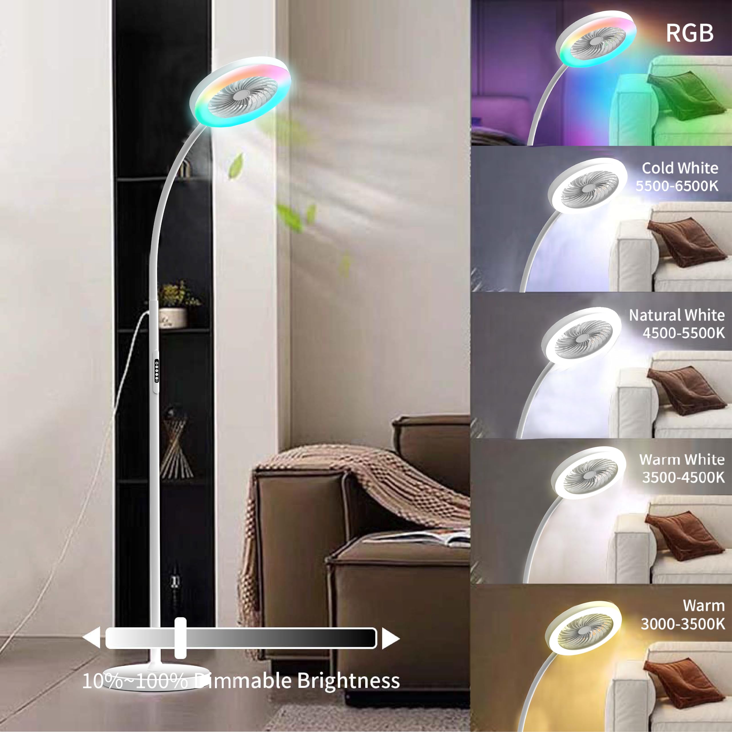 1500LM LED Desk Lamp with Fan & RGB Light – Remote Controlled Dimmable Gooseneck Work Light