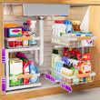ADBIU White Adjustable Under Sink Organizer – 2-Tier Pull-Out Cabinet Storage with Expandable Height (2 Pack)