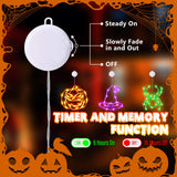 Halloween Window Lights Set – Pumpkins, Witch Hats & Spider LED Decor with Timer & Dual Lighting Modes (Battery Operated)