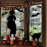 Halloween Window Clings – Extra Large Double-Sided Black Witch & Cat Stickers for Glass & Mirrors