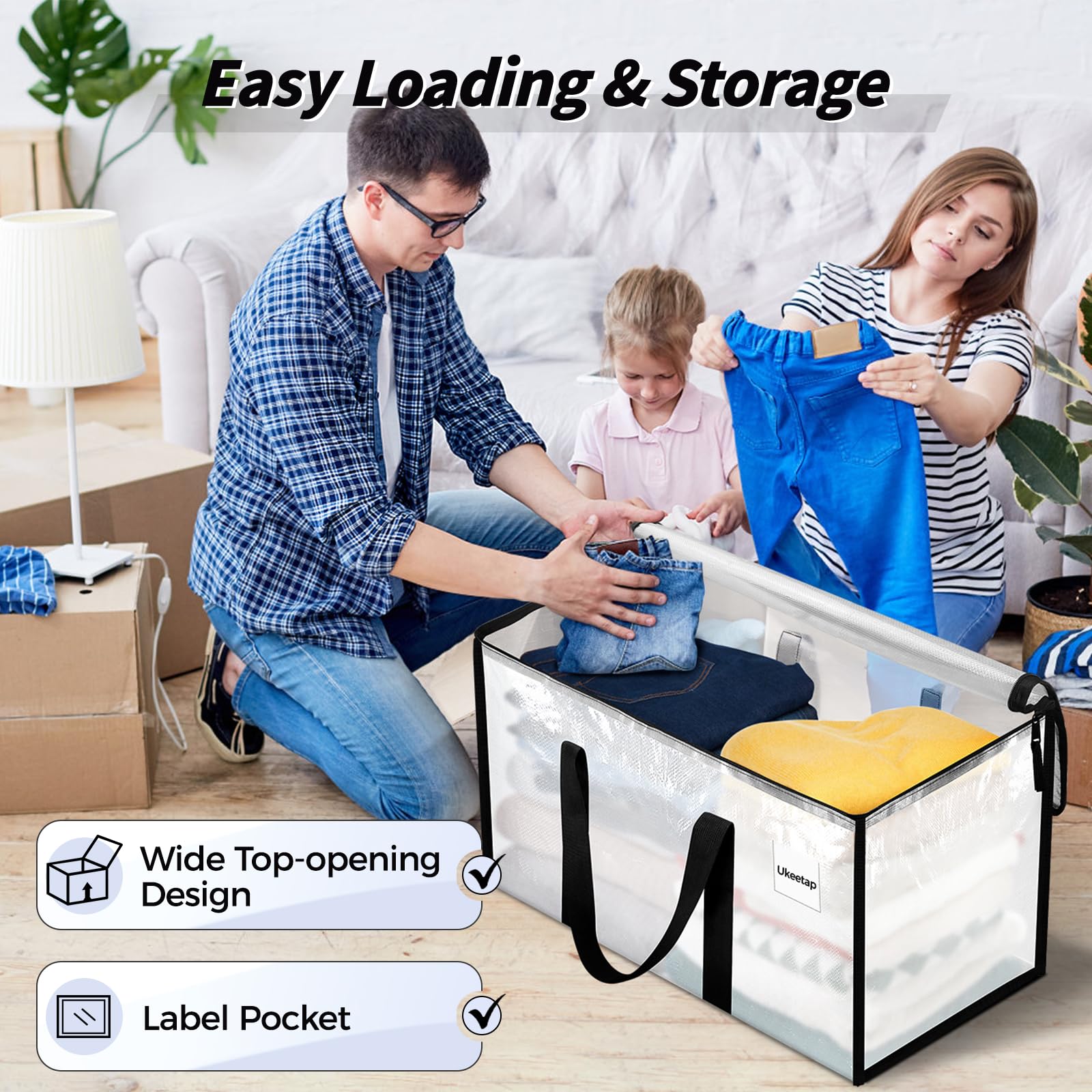 Extra Large Clear Heavy-Duty Moving Bags (8-Pack) – 24-Gallon Storage Totes with Zippers, Lids & Reinforced Handles