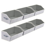 Homsorout Closet Organizer Bins (6-Pack) – Trapezoid Fabric Storage Cubes with Handles, Collapsible Shelf Organizers (Light Gray / Blended)