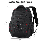 KROSER 17.3″ Travel Laptop Backpack with Hard Shell SafeRoom – RFID Protected, Water-Repellent Business & College Backpack (Black)