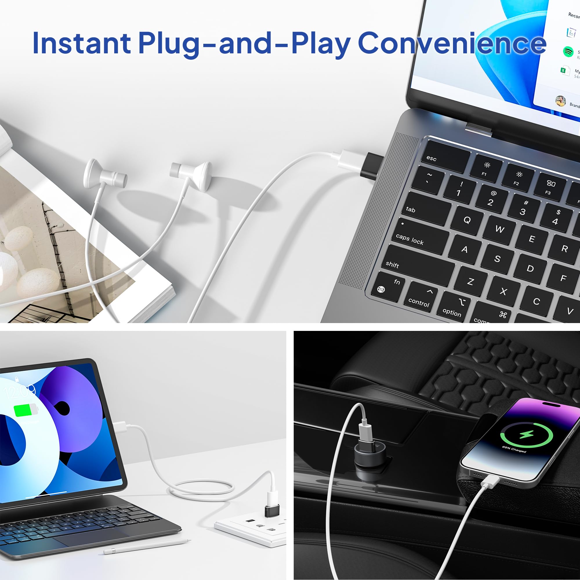 USB-A to USB-C Adapter – Aluminum USB-C Converter for Charging & Data Transfer