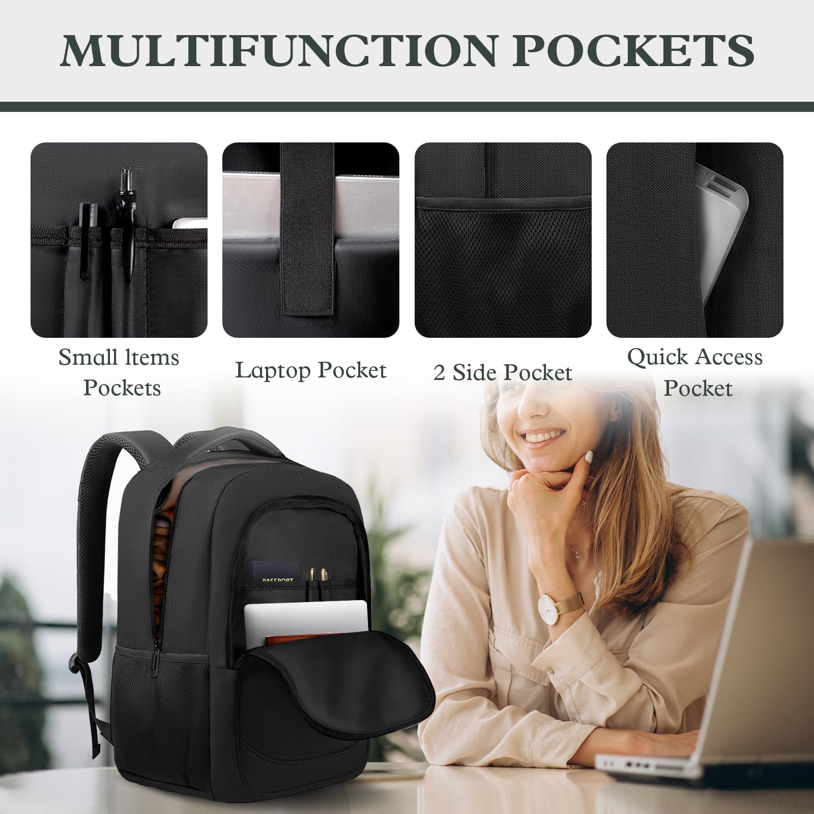 JARWAM 17.3″ Travel Laptop Backpack – Extra Large Airline-Approved Business & College Backpack with Anti-Theft Design (Black)