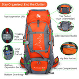 Tgpao 80L Waterproof Hiking Backpack with Air Cushion Suspension – Large Capacity Trekking Rucksack, Lake Blue