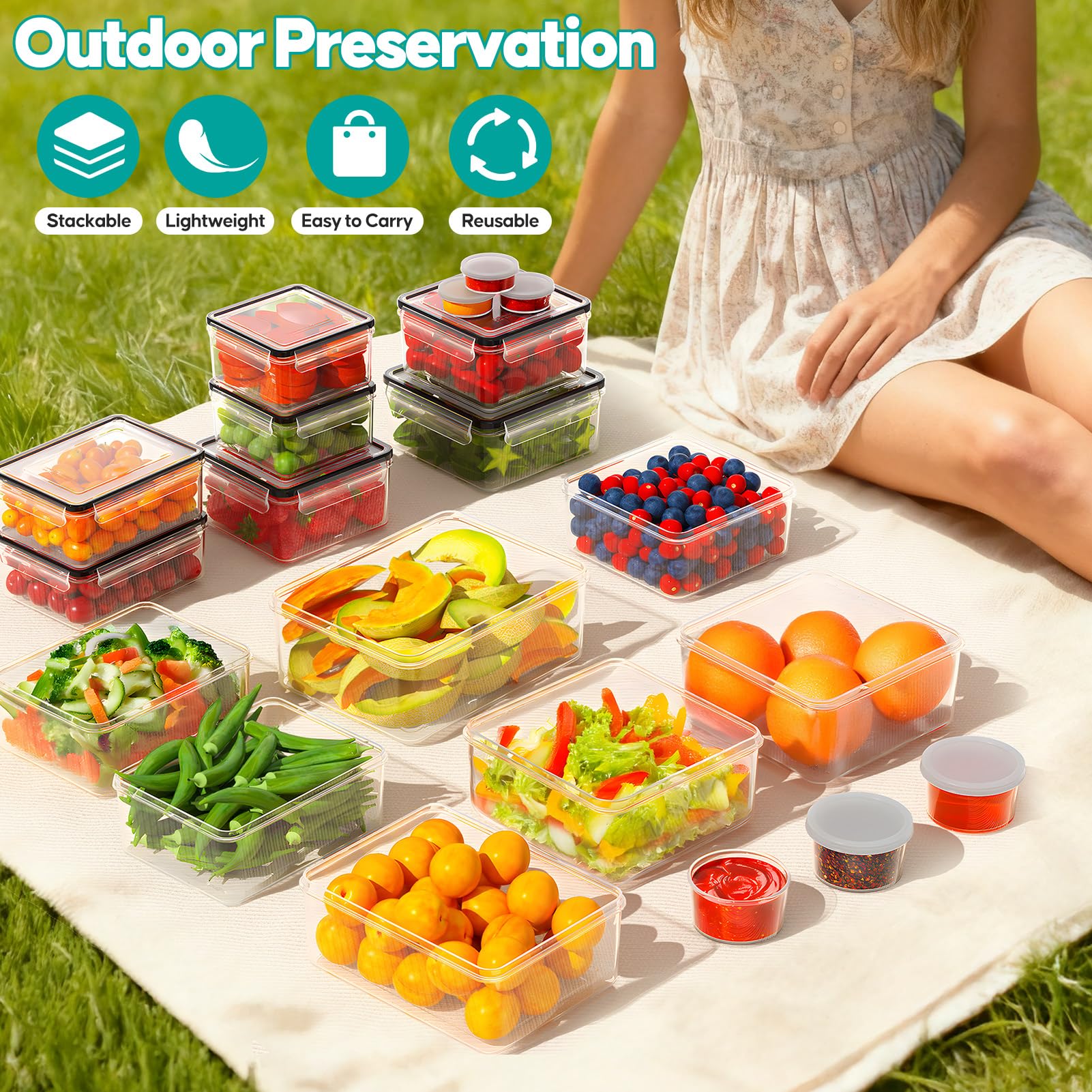 20-Piece Airtight Food Storage Containers Set – Leakproof BPA-Free Meal Prep Boxes with Lids (Multi-Size)