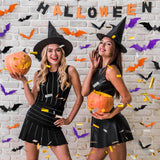 Halloween 3D Bat Wall Decals – 100 PCS Waterproof PVC Bats in Orange, Purple & Black (5 Sizes)