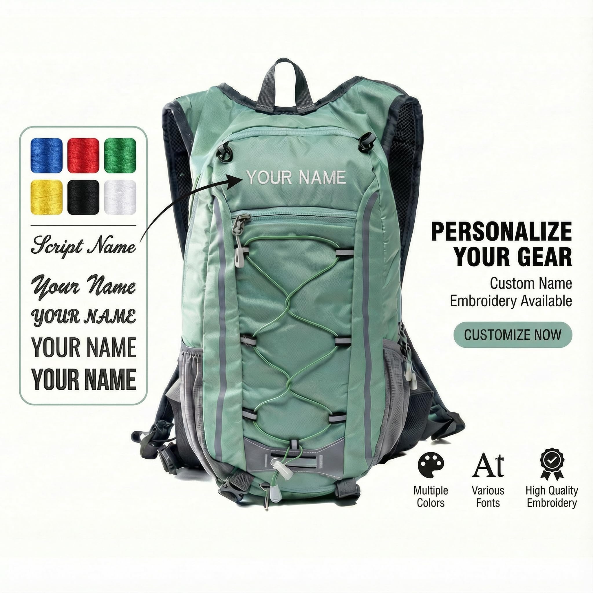 Latlonix 20L Ultralight Personalized Hiking Backpack – Custom Embroidered Waterproof Travel Daypack
