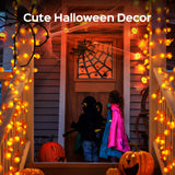 Pumpkin & Maple Leaf Halloween String Lights – 15FT Battery-Powered Warm White LEDs with Remote, 8 Modes & Timer (Waterproof, Indoor/Outdoor)