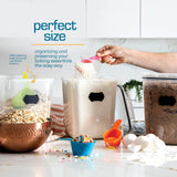 Large Airtight Rice Storage Containers Set – 4 Square 5.3L Pantry Canisters with Measuring Scoops & Labels