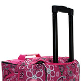 Rockland 22” Rolling Duffel Bag, Soft-Sided Travel Duffle with Extra-Large Wheels & Bandana Design (Pink Bandana)