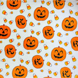 Halloween Velvet Fleece Throw Blanket – Jack O’ Lantern & Candy Corn Pattern (50x70”, White Yellow Orange)