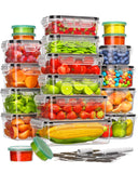 Airtight Food Storage Containers Set – 40 Piece Stackable Meal Prep Containers with Lids, Labels & Marker