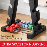 Crostice 6-Tier Dumbbell Rack Stand – Compact Ergonomic Weight Storage for Square Dumbbells & Neoprene Sets (Black)