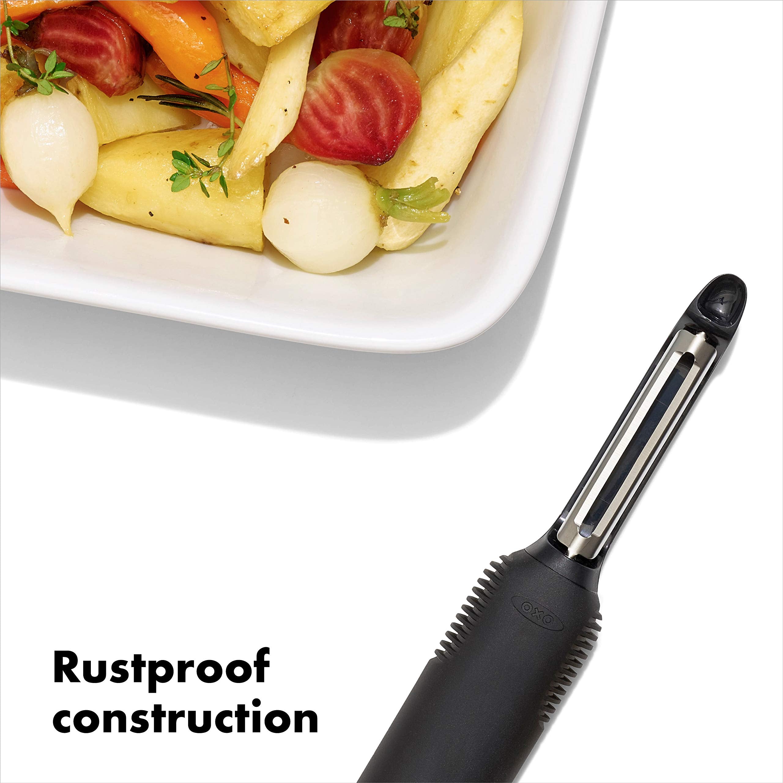 Ergonomic Swivel Vegetable Peeler with Non-Slip Handle & Stainless Steel Blades
