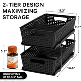 2-Tier Pull-Out Under Sink Organizer – Black Sliding Drawer Storage for Bathroom & Cabinets