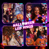 Glow-in-the-Dark Halloween LED Rings – Colorful Light-Up Party Favors with Pumpkins, Ghosts, Skulls & Bats (2025 Upgrade)