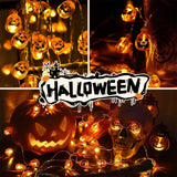 Smiley Pumpkin String Lights – 20 LED Warm Yellow Battery-Operated Waterproof Halloween Fairy Lights (Indoor & Outdoor Décor)