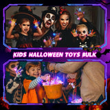 Glow-in-the-Dark Halloween LED Rings – Colorful Light-Up Party Favors with Pumpkins, Ghosts, Skulls & Bats (2025 Upgrade)