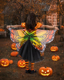 Kids Butterfly Fairy Costume with LED Wings – 6-Piece Set Includes Tutu Dress, Wand, Headband, Mask, and Candy Bag for Halloween & Parties (Ages 4–11)