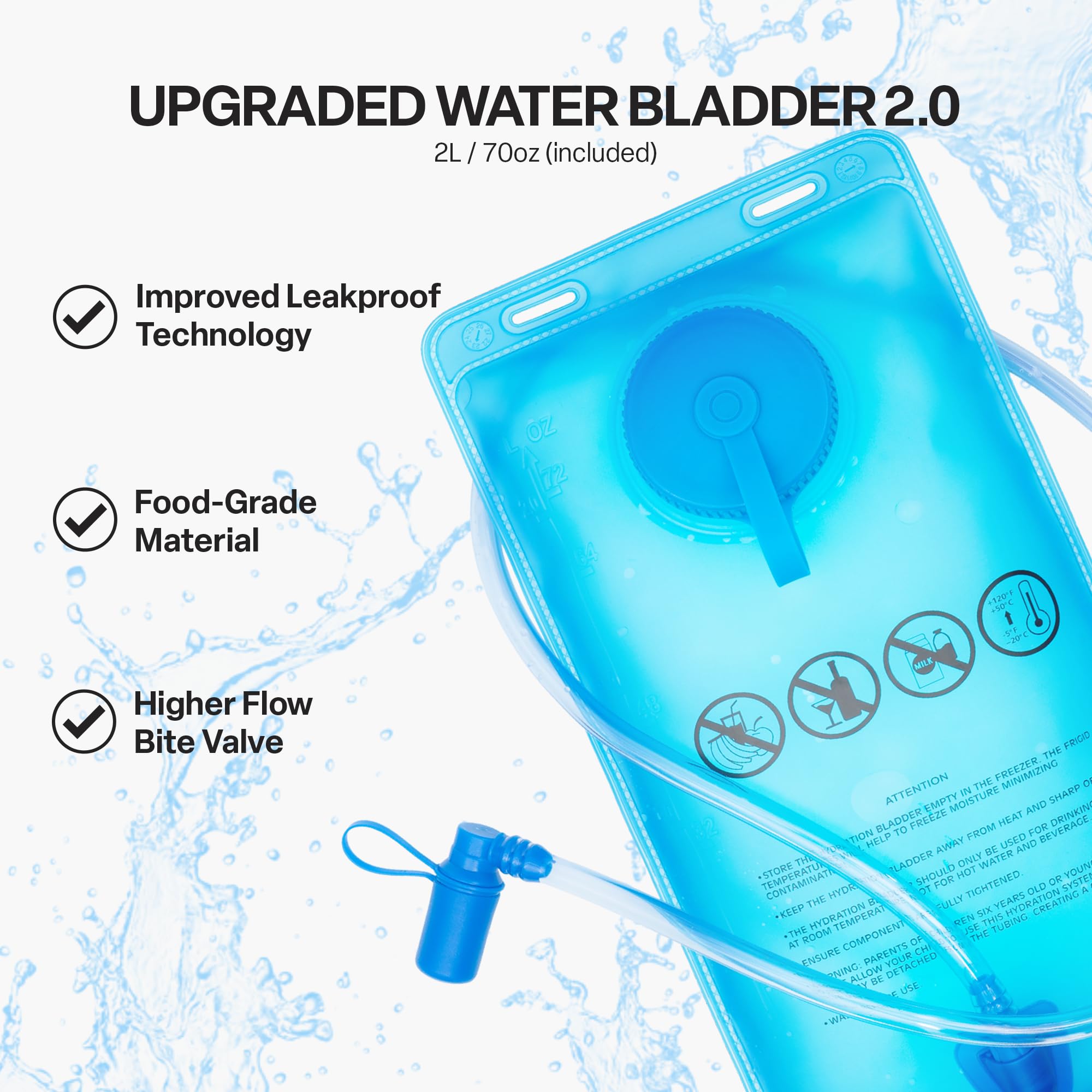 EVERFUN 18L Insulated Hydration Backpack with 2L Bladder & Rain Cover – Lightweight Hydro Pack for Hiking, Cycling & Running – Black