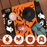 Halloween Tablecloths – Set of 2 Black Spooky Polyester Table Covers with Ghost, Bat & Pumpkin Prints (86.6x51.2 Inches)