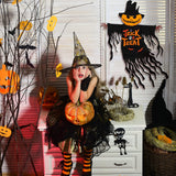Large Halloween Garden Flag – 22"x23" Black & Orange Pumpkin Ghost Banner with Tassel Web Fringe (Double-Sided, Oxford Fabric)