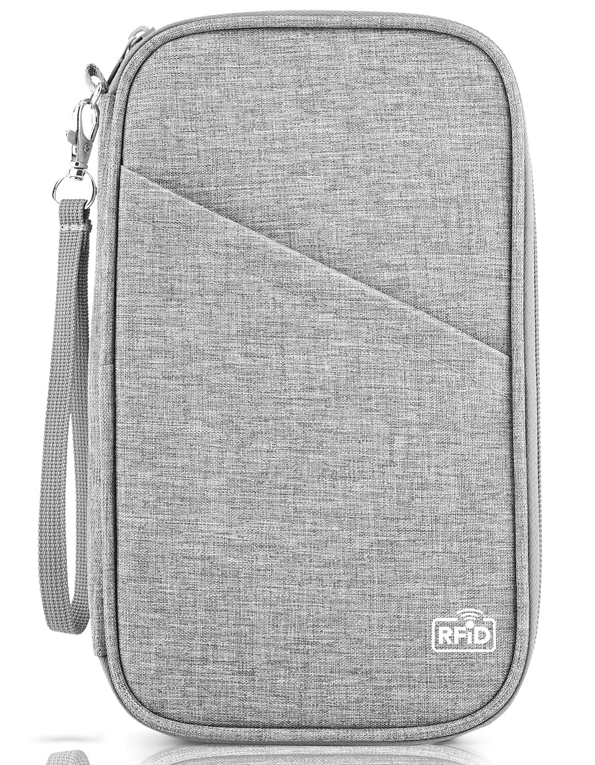 RFID Blocking Family Passport Holder & Travel Document Organizer – Waterproof Multi Passport Wallet (Quartz Gray)