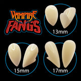 Retractable Vampire Fangs Set – 3 Sizes (13mm, 15mm, 17mm) Non-Toxic Reusable Teeth for Adults & Kids