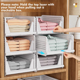 Stackable Closet Storage Baskets (5-Pack) – Foldable Space-Saving Organizer Bins for Wardrobe, Bathroom & Laundry