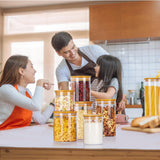 7-Piece Glass Food Storage Jar Set with Bamboo Lids – Multi-Size Airtight Canisters for Pantry Organization
