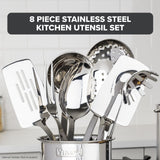 8-Piece Stainless Steel Kitchen Utensils Set – Ergonomic Handles, Dishwasher Safe